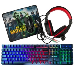Kit Combo Gamer Teclado + Mouse + Auriculares USB Retroiluminado Multimedia