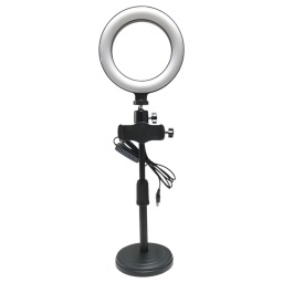 Foco Aro de Luz LED USB con Soporte de Mesa y Porta Celular