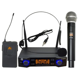 Microfono inalambrico doble - MANO + VINCHA - GT-2201HS GCM DjLine