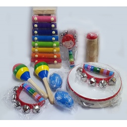 Kit set de percusion infantil de 10 piezas con funda