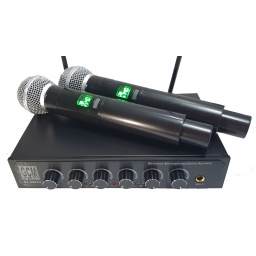 Kit de 2 Microfonos inalambricos con entrada de audio y control de tonos y eco GCM GT-260x2