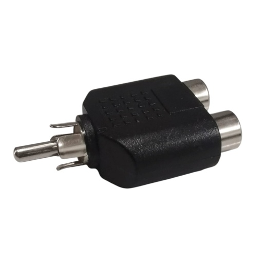 Conector adaptador de 2 RCA hembra a 1 RCA macho