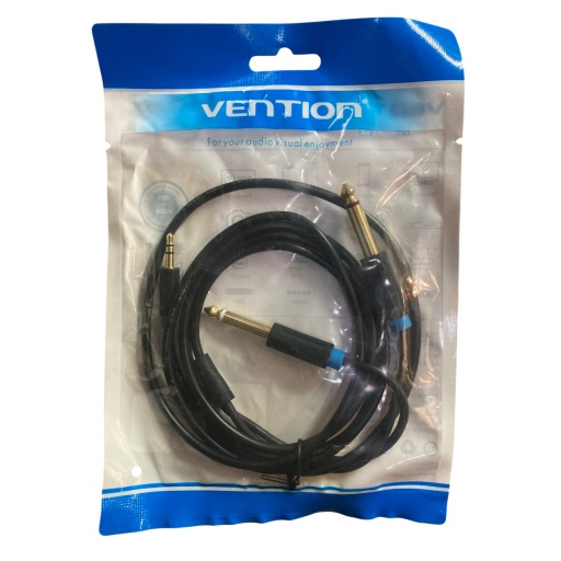 Cable de audio reforzado spica AUX 3.5mm a 2 Plug TS 1/4 de 1,5 metros