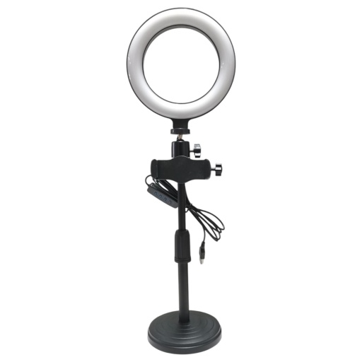 Foco Aro de Luz LED USB con Soporte de Mesa y Porta Celular
