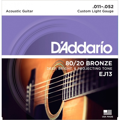 Juego de Cuerdas Encordado Daddario EJ13 Acustica Acero