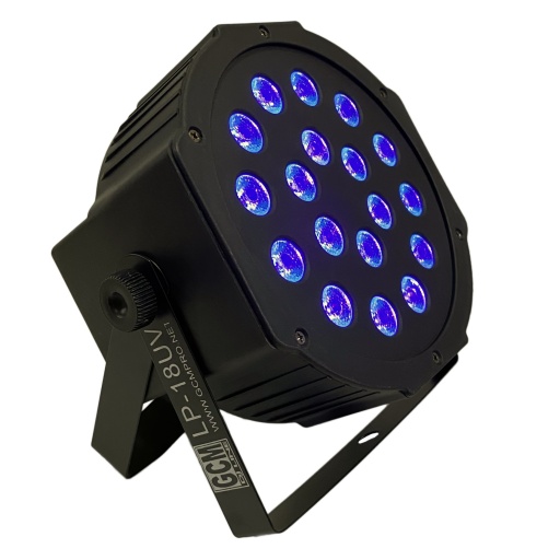 Tacho Par LED DMX LP18UV 18 LED Luz Negra GCM DJ Line