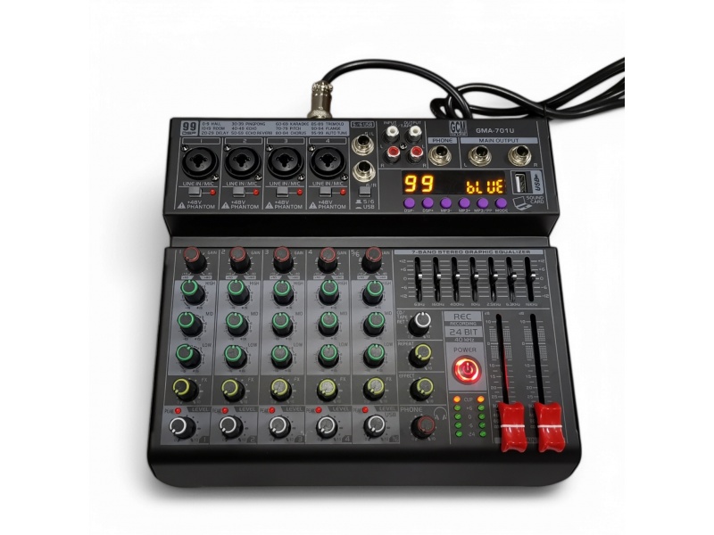 Mixer Consola 6 canales USB Bluetooth Efectos GMA-701MK2 GCM DJ Line