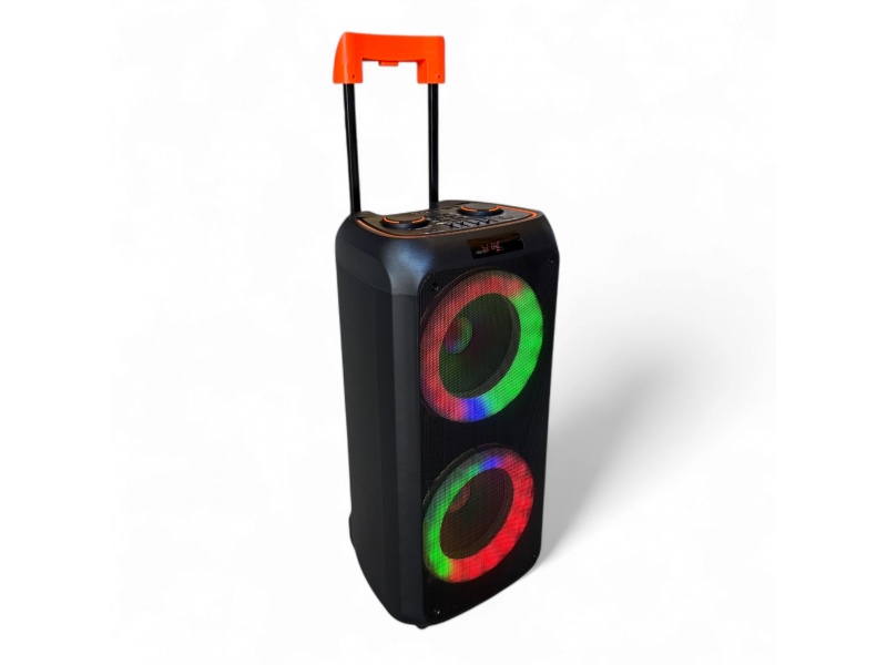 Caja Activa/Bafle doble YE-1020 2x10" GCM Dj Line con micrfono inalmbrico, batera interna, Bluetooth, FM, USB, SD y A