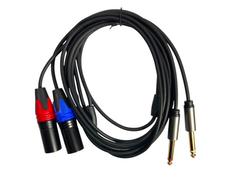 Cable 2 XLR Macho a 2 Plug 6.35 mm TS Mono de 3 m - GCM 2XLRM-2TS1/4-3M